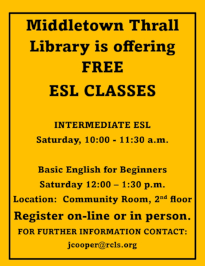 ESL Classes - learn more about this event by following this link
