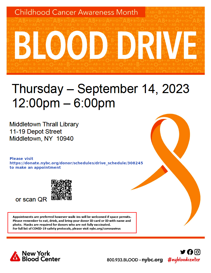 Blood Drive: Sept. 14, 2023, 12-6 PM