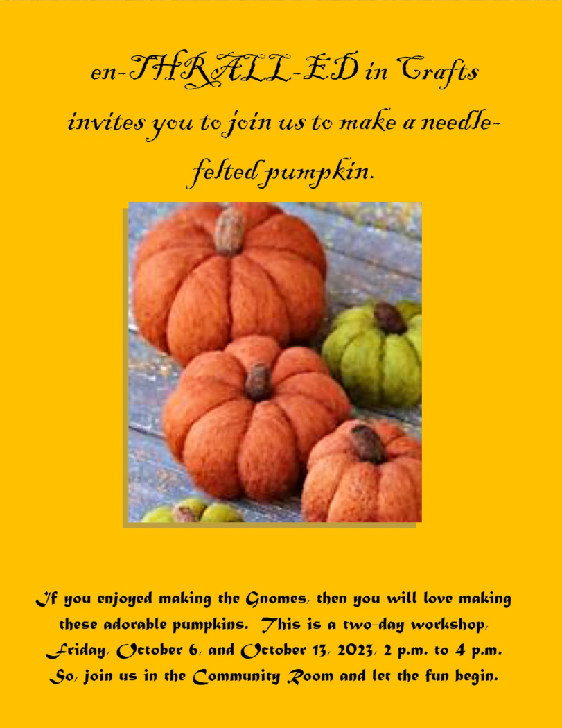 Needle-Felted Pumpkin (flyer by JC)