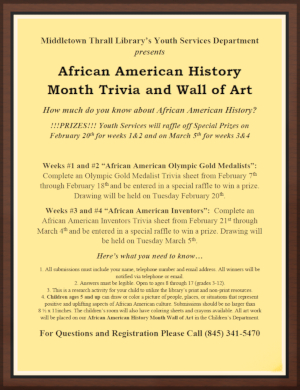 African American History Month Trivia and Wall of Art - learn more about this event by following this link